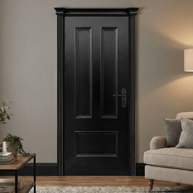 GW Leader Internal Jet Black Pre-finished Belgravia 3 Panel FD30 Fire Door