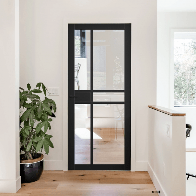 GW Leader Internal Jet Black Pre-finished Industrial Studio 1 Panel 5 Light Clear Glass Door