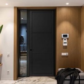 Internal Jet Black Pre-finished Industrial Studio 3 Panel Door 