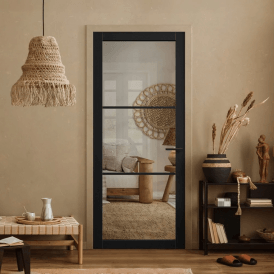 Internal Jet Black Pre-finished Industrial Studio 3L Clear Glass Door