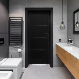 Internal Jet Black Pre-finished Industrial Studio 4 Panel Door