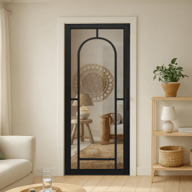 Internal Jet Black Pre-finished Industrial Studio 6L Arch Clear Glass Door