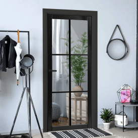 Internal Jet Black Pre-finished Industrial Studio 6L Clear Glass Door