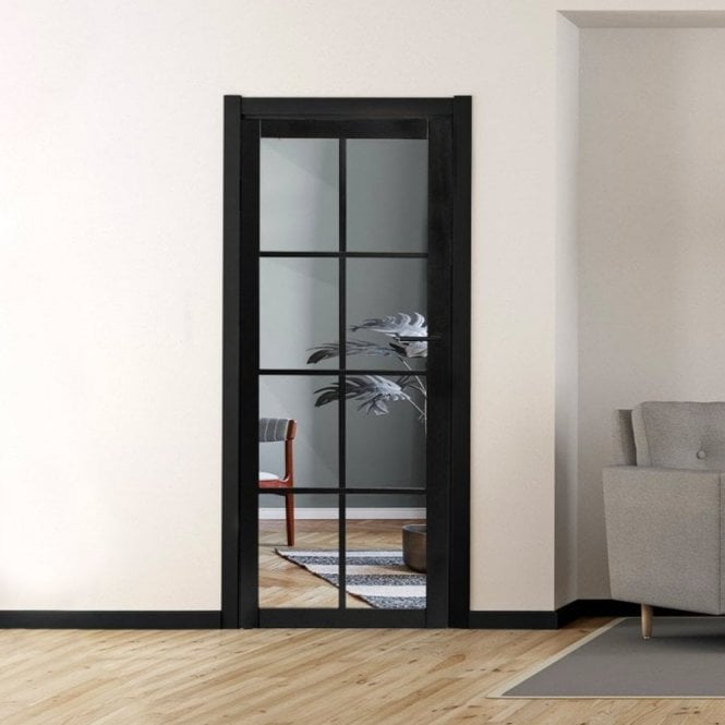 GW Leader Internal Jet Black Pre-finished Industrial Studio 8L Clear Glass Door