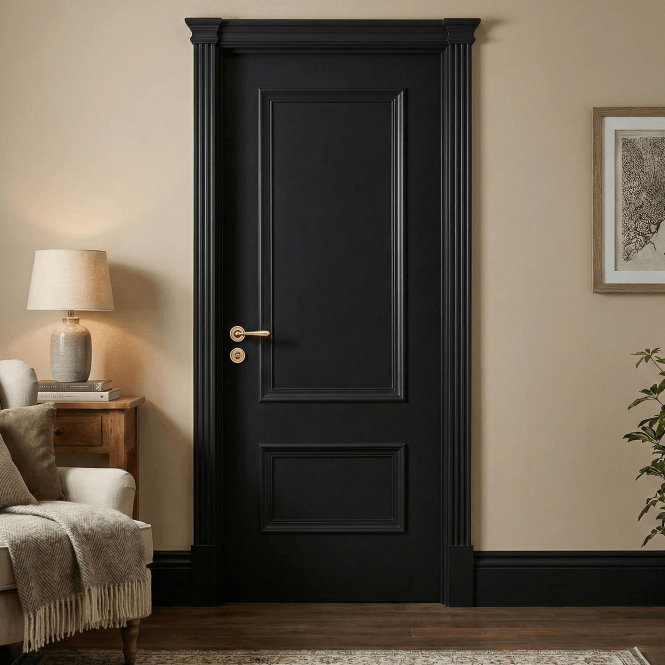 GW Leader Internal Jet Black Pre-finished Mayfair 2 Panel FD30 Fire Door