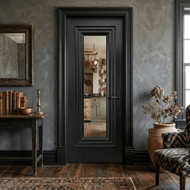 Internal Jet Black Pre-finished Trinity 1L Clear Glass Door