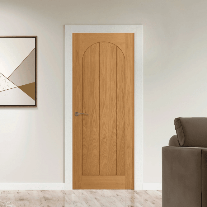 GW Leader Internal Oak Pre-finished Arch Top Cottage Vertical 5 Panel Door