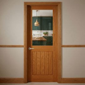 Internal Oak Pre-finished Cottage 1P 1L Clear Glass Door