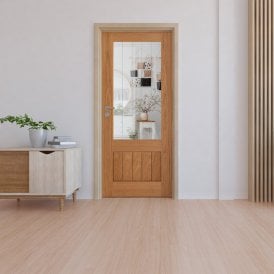 Internal Oak Pre-finished Cottage 1P 1L Obscure Lined Clear Glass Door
