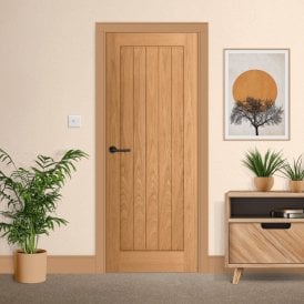 Internal Oak Pre-finished Cottage Vertical 5 Panel FD30 Fire Door