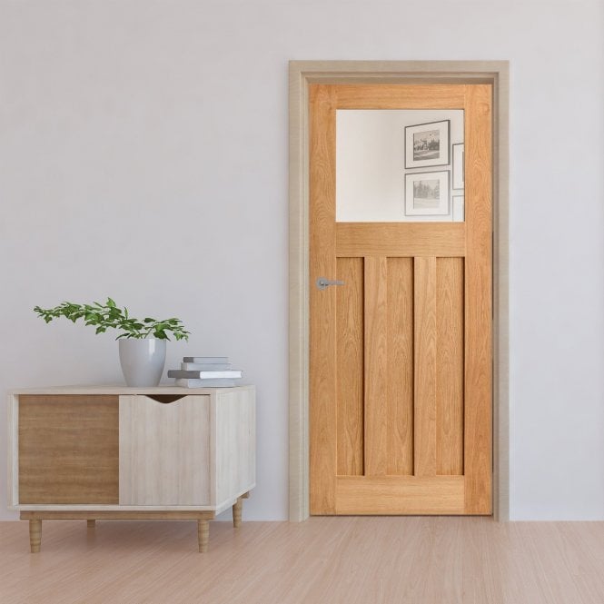 GW Leader Internal Oak Unfinished 1930's DX 3P 1L Clear Glass Door