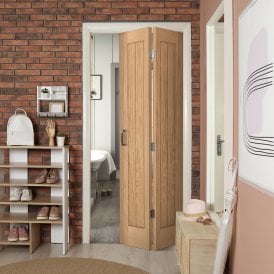 Internal Oak Unfinished Cottage Vertical 5 Panel Bi-Fold Door