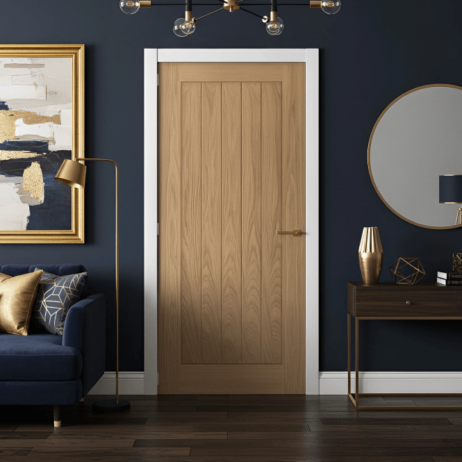 GW Leader Internal Oak Unfinished Cottage Vertical 5 Panel Door