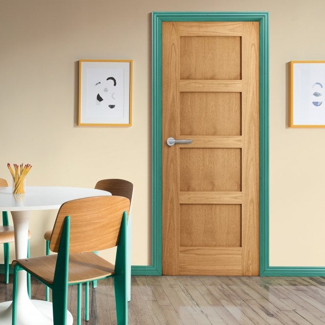 GW Leader Internal Oak Unfinished Shaker FD30 Fire Door