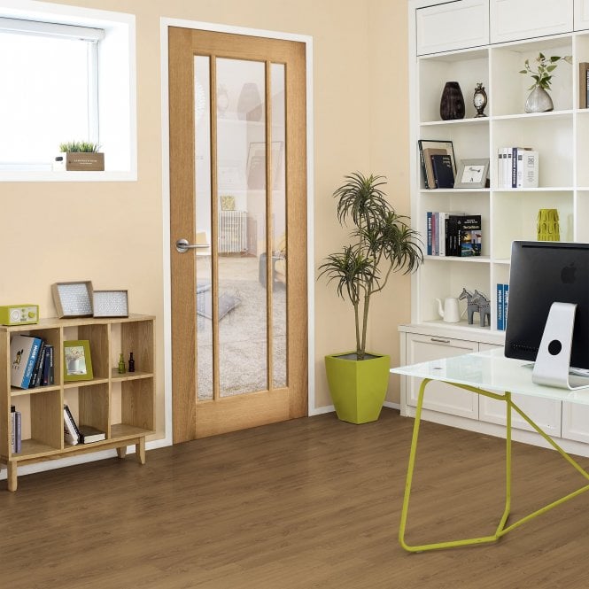 GW Leader Internal Oak Unfinished Toledo 3L Door with Clear Glass