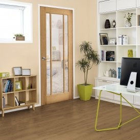 Internal Oak Unfinished Toledo 3L Door with Clear Glass
