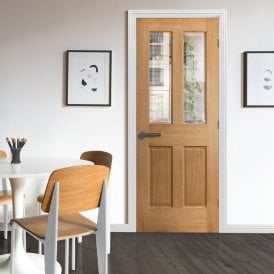 Internal Oak Unfinished Traditional Victorian 2L with Clear Bevelled Glass