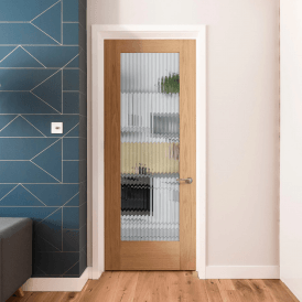 Internal Pre-finished Oak Pattern 10 1 Light Reeded Glass Door