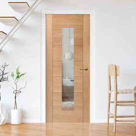 Internal Pre-finished Oak Pedrena 1L Clear Glass Door