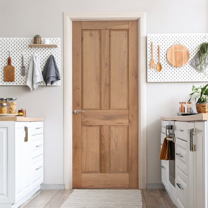 GW Leader Internal Pre-finished Rustic Oak Victorian 4 Panel Door
