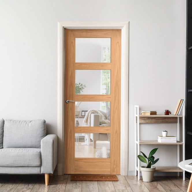 GW Leader Internal Unfinished Oak Shaker 4L Door with Clear Glass