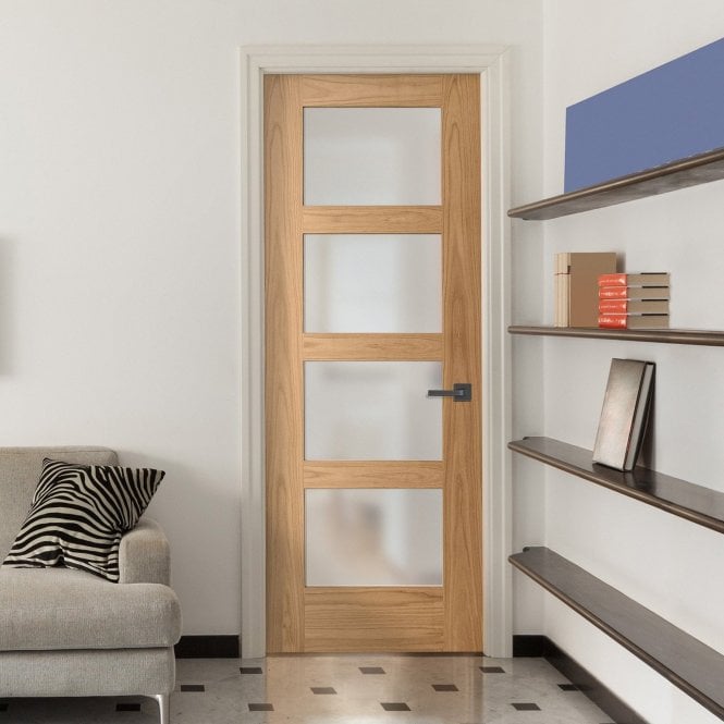 GW Leader Internal Unfinished Oak Shaker 4L Door with Obscure Glass