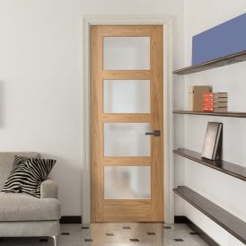 Internal Unfinished Oak Shaker 4L Door with Obscure Glass