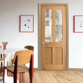 Internal Unfinished Oak Victorian Shaker 2L Door With Clear Glass