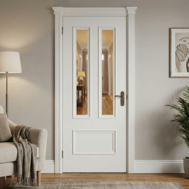 Internal White Pre-finished Belgravia 3 Panel Door with Clear Glass