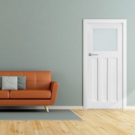 Internal White Primed 1930's DX Door with Obscure Glass