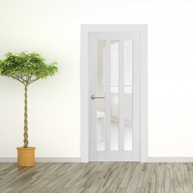 GW Leader Internal White Primed Ashton Door with Clear Glass