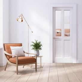 Internal White Primed Berkeley Door with Clear Bevelled Glass