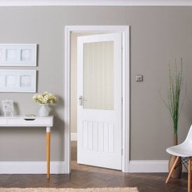 Internal White Primed Cottage 1P 1L Etched Lined Glass Door