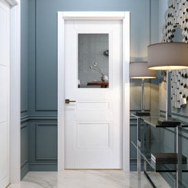Internal White Primed Elegance Henley 2 Panel 1L Clear Glass Door
