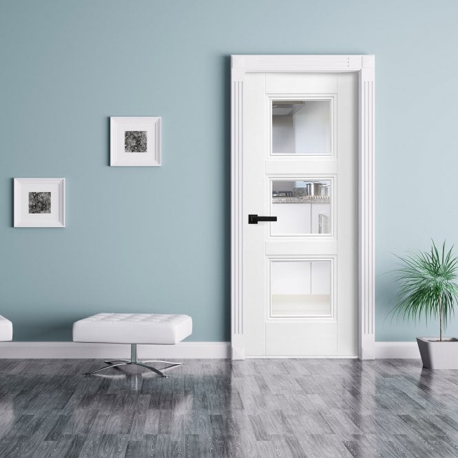 GW Leader Internal White Primed Elegance Ripley 3L Clear Glass Door
