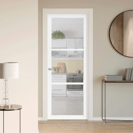 Internal White Primed Industrial Studio 3L Clear Glass Door