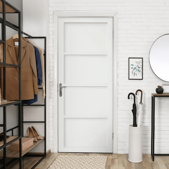 GW Leader Internal White Primed Industrial Studio 4 Panel Door 