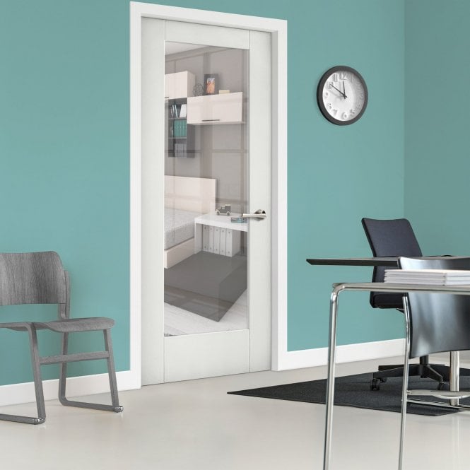 GW Leader Internal White Primed Pattern 10 Door with Clear Glass