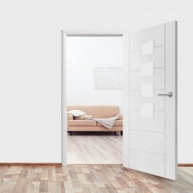 Internal White Primed Pedrena 4L Obscure Glass Door