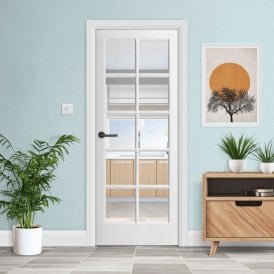Internal White Primed SA 10 Light Clear Glass Door