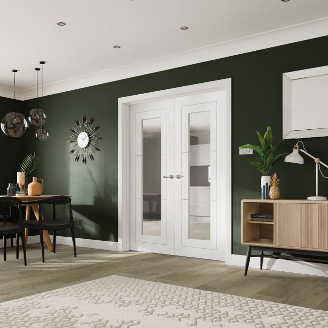 GW Leader Internal White Primed Temple 1L Clear Glass Door