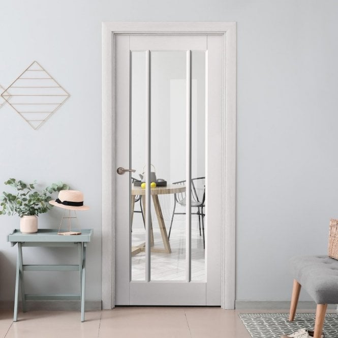 GW Leader Internal White Primed Toledo Door with Clear Glass
