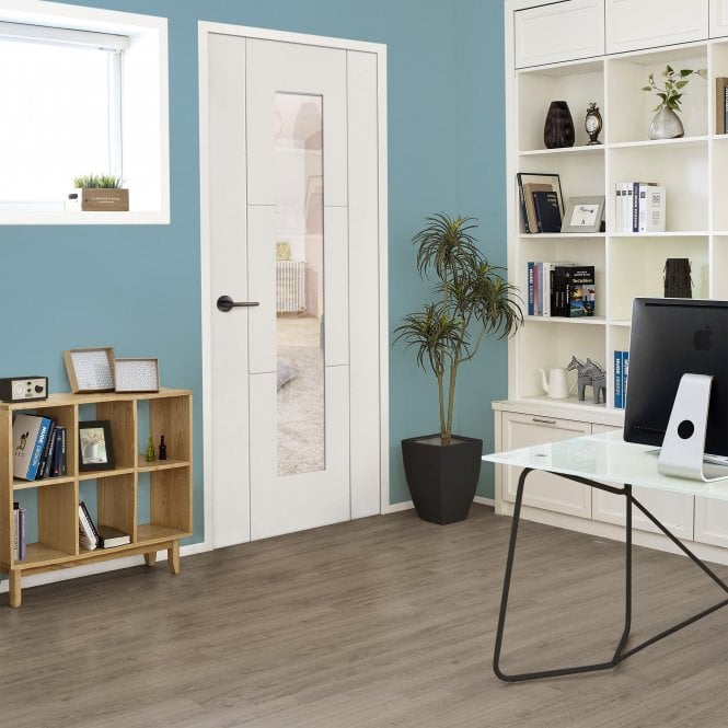 GW Leader Internal White Primed Trent 1L Clear Glass Door