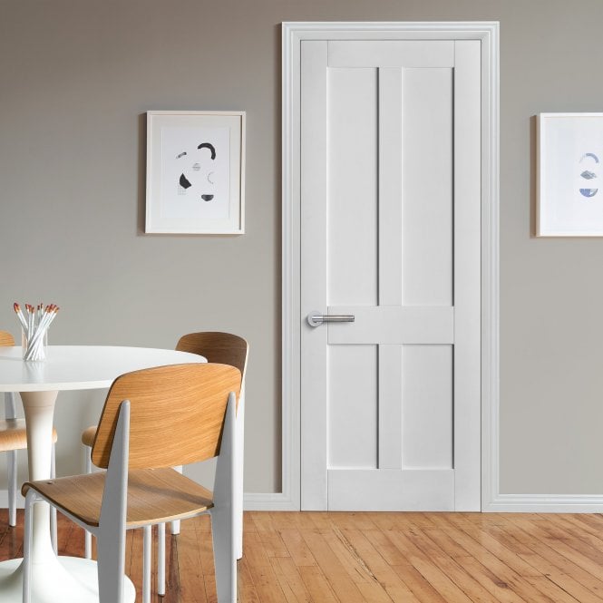 GW Leader Internal White Primed Victorian Shaker 4 Panel Door