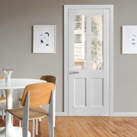 Internal White Primed Victorian Shaker Door with Clear Glass