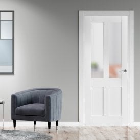 Internal White Primed Victorian Shaker Door with Obscure Glass