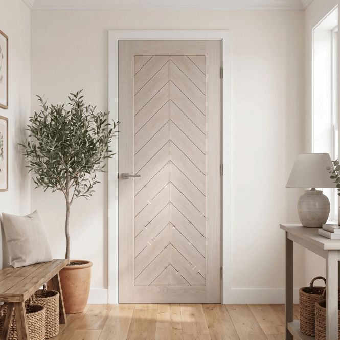 GW Leader Ivory Pre-finished Internal Endure Laminate Chevron Door