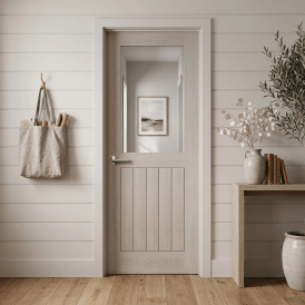 Ivory Pre-finished Internal Endure Laminate Farley Clear Glass Door