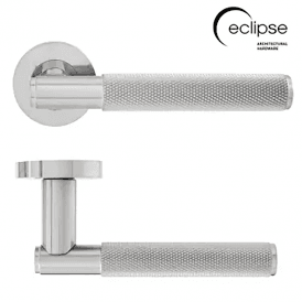 Knurled Lever on Round Rose Lever Door Handle - Satin Nickel