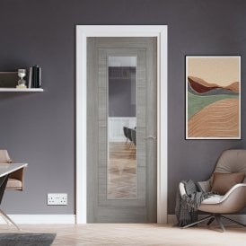 Light Grey Pre-finished Internal Endure Laminate Ladder Clear Glass Door